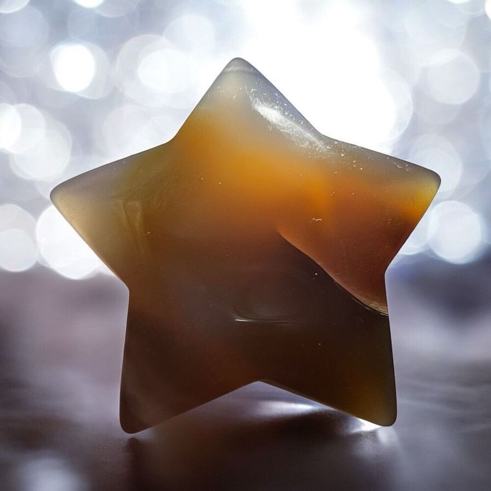 Brown Agate Star Carving